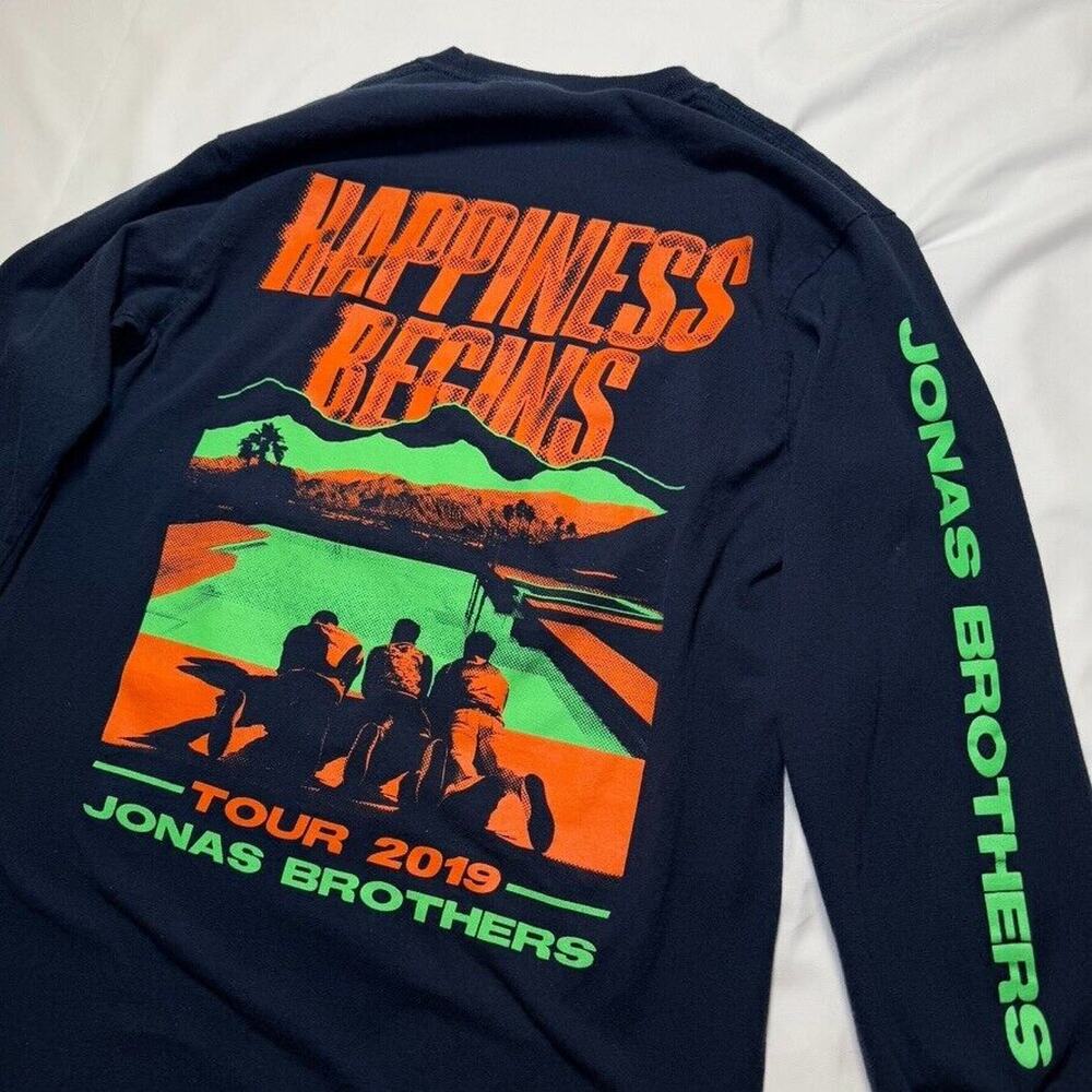 JONAS BROTHERS Happiness Begins Tour Small Shirt 2019 Navy Blue Long Sleeve